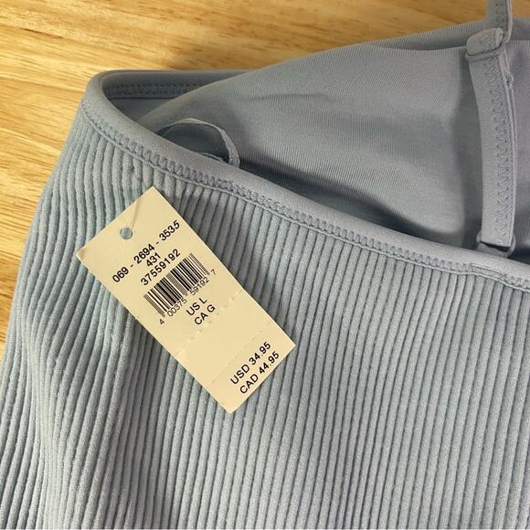 Aerie One Shoulder Ribbed Crop Top Light Blue Size Large - Picture 4 of 4